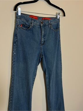 NYDJ Women's Blue Jeans Bedazzled Gem Side Stud Detail